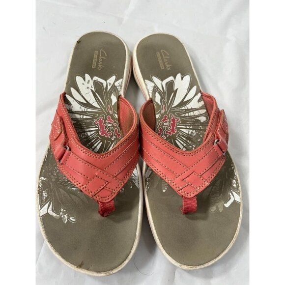 CLARKS Collection Cushion Soft Coral Sandal Flip Flops    Sz 10 - Picture 10 of 10